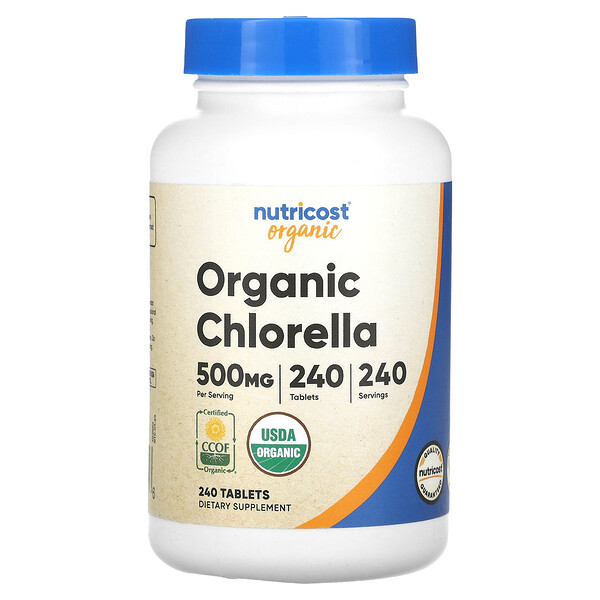 Органическая хлорелла, 500 мг, 240 таблеток Nutricost