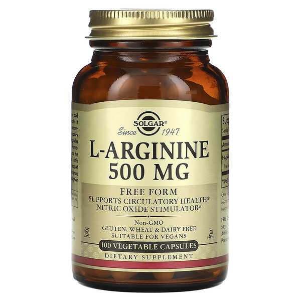 L-Arginine - 500 мг - 100 растительных капсул - Solgar Solgar