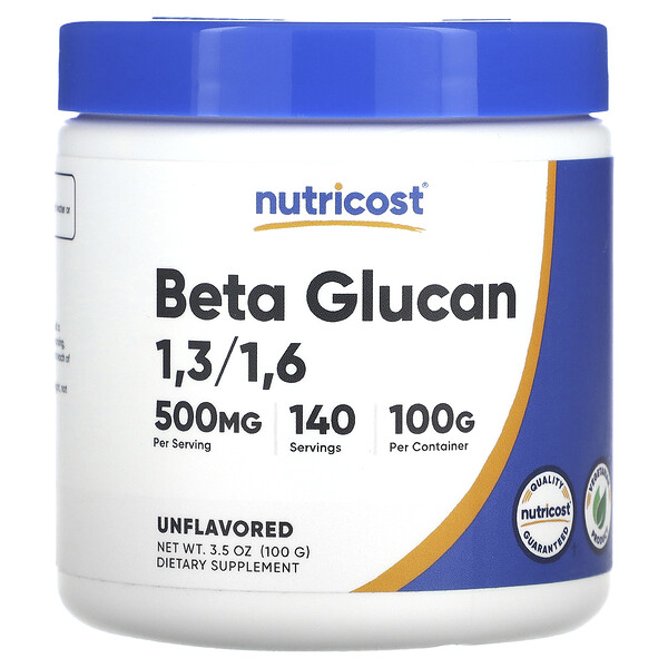 Бета-глюкан 1,3/1,6 - 500 мг - 100 г - Nutricost Nutricost