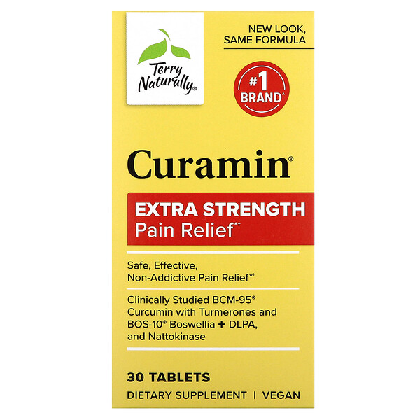 Curamin, Pain Relief, Extra Strength, 30 Tablets (Таблетки) Terry Naturally