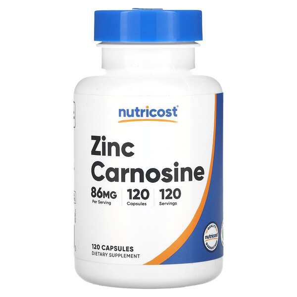 Цинк Карнозин - 86 мг - 120 капсул - Nutricost Nutricost