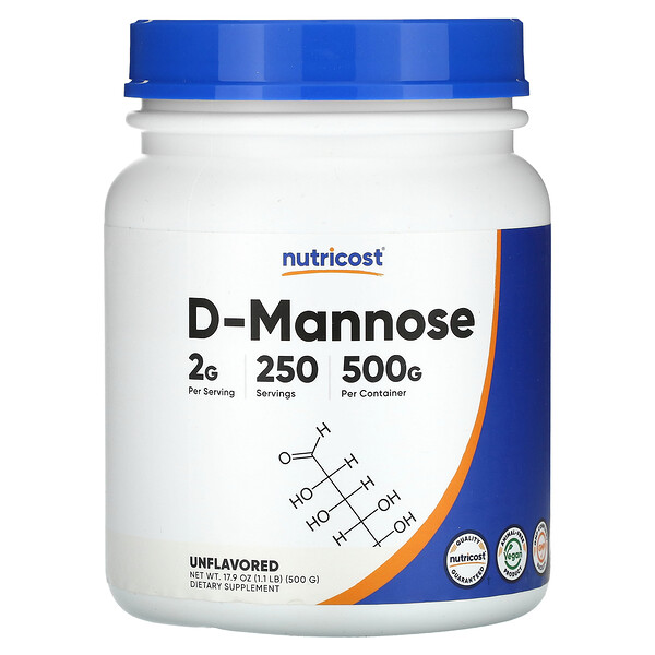 D-манноза, без ароматизаторов, 17,9 унций (500 г) Nutricost