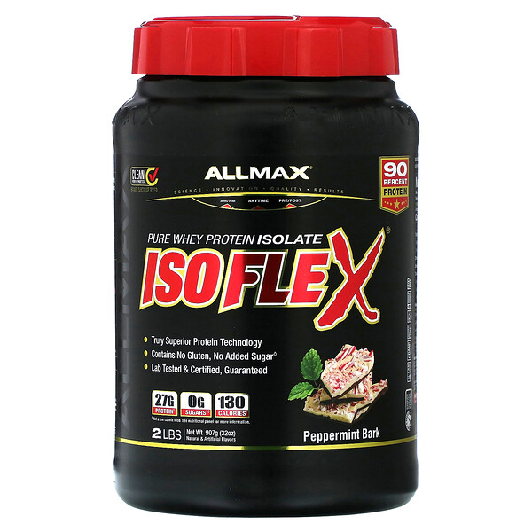Isoflex, Чистый изолят сывороточного протеина, кора перечной мяты, 2 фунта (907 г) ALLMAX