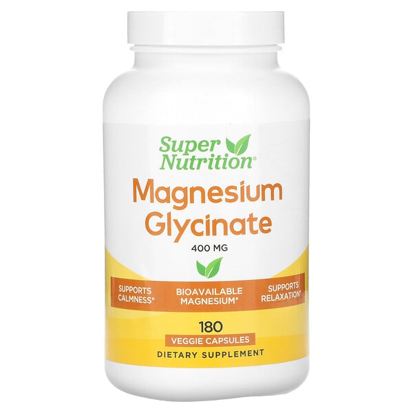 Магний Глицинат - 400 мг - 180 растительных капсул - Super Nutrition Super Nutrition