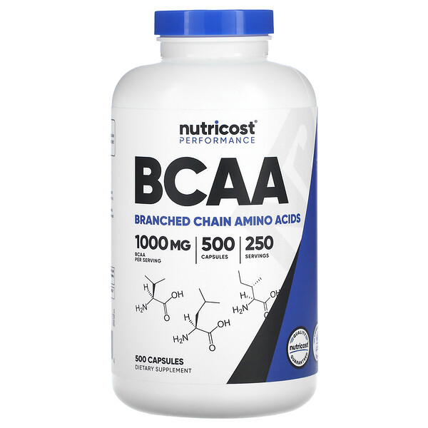 BCAA - 1000 мг - 500 капсул - Nutricost Nutricost