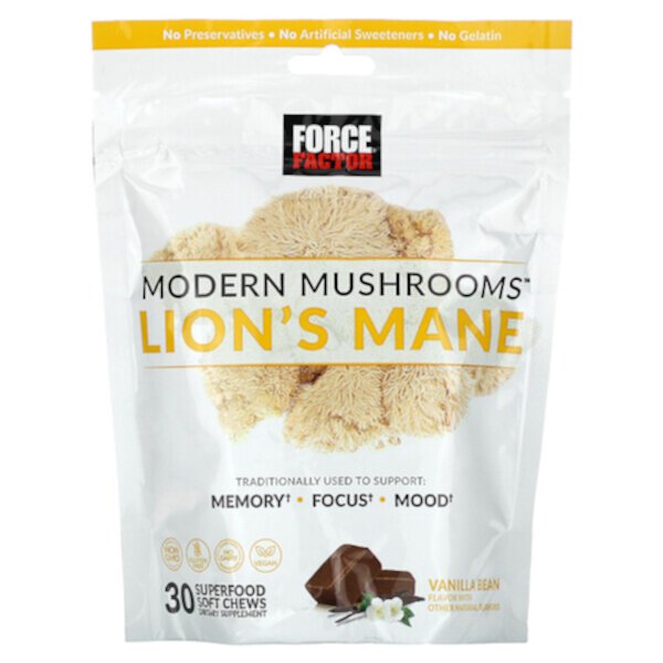 Modern Mushrooms, Львиная грива, стручки ванили, 30 мягких жевательных конфет из суперпродуктов Force Factor