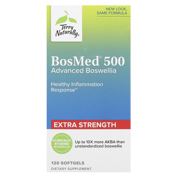 BosMed 500, Усовершенствованная босвеллия, повышенная сила, 120 мягких таблеток Terry Naturally
