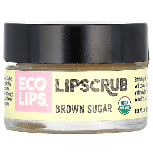 Скраб для губ, коричневый сахар, 0,5 унции (14,2 г) Eco Lips Inc.