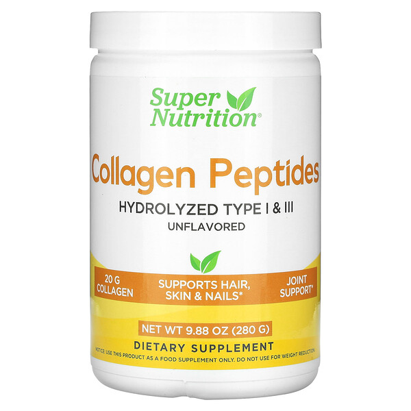 Коллагеновые пептиды, без ароматизаторов, 9,88 унции (280 г) Super Nutrition