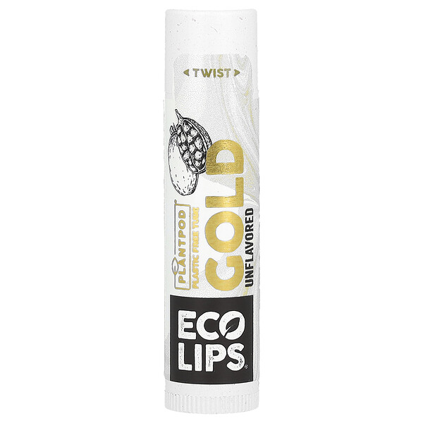 Gold, Бальзам для губ, без ароматизаторов, 0,15 унции (4,25 г) Eco Lips