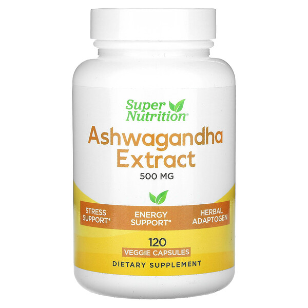 Ашваганда, 500 мг, 120 растительных капсул Super Nutrition