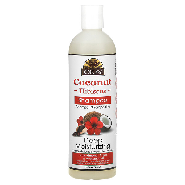 Coconut Hibiscus, Глубоко увлажняющий шампунь, 12 жидких унций (355 мл) Okay Pure Naturals