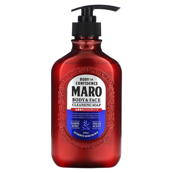 Очищающее мыло для тела и лица, свежее, 450 мл (15,2 жидк. унции) Maro