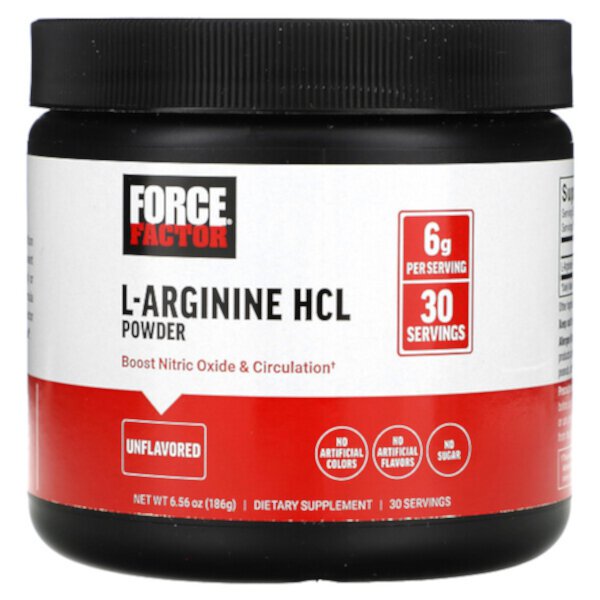 L-Arginine HCL Powder (Порошок), Unflavored (Без вкуса), 6.56 oz (Унции) (186 g) Force Factor