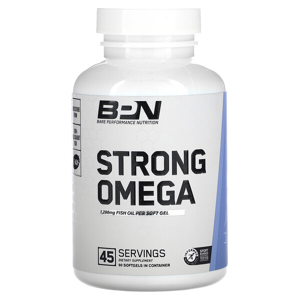 Strong Omega, 1290 мг, 90 мягких таблеток Bare Performance Nutrition
