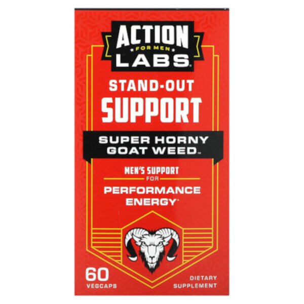 Для мужчин, Выдающаяся поддержка, Super Horny Goat Weed, 60 растительных капсул Action Labs