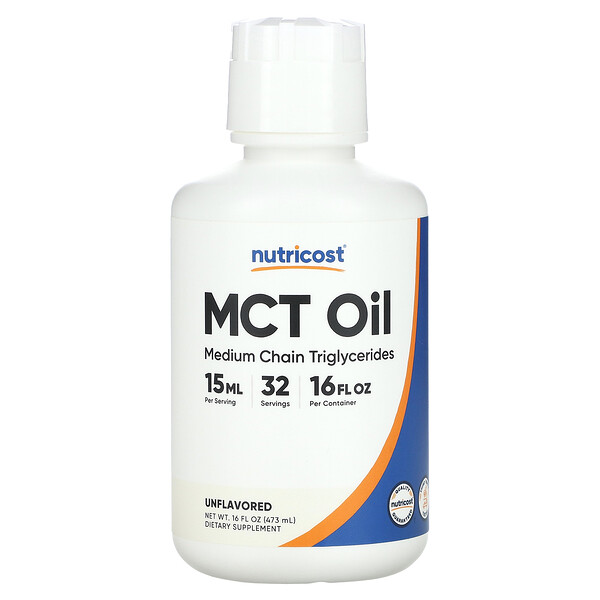 Масло MCT, без ароматизаторов, 16 жидких унций (473 мл) Nutricost