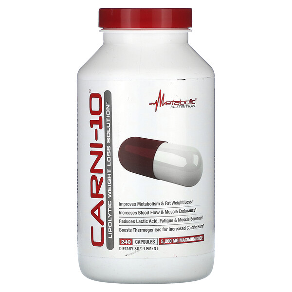 Карни-10, 5000 мг, 240 капсул (625 мг в капсуле) Metabolic Nutrition