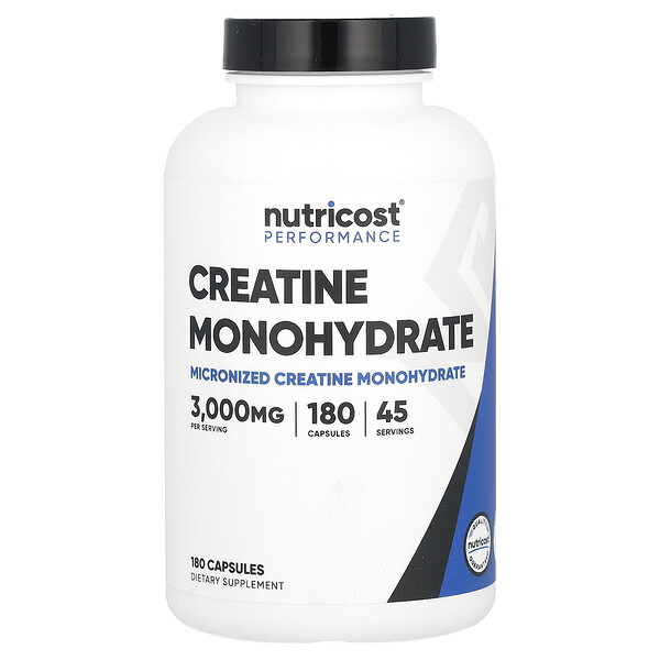 Performance, Моногидрат креатина, 3000 мг, 180 капсул (750 мг на капсулу) Nutricost
