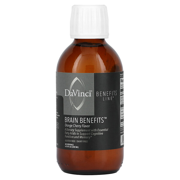 Benefits Line, Brain Benefits, Orange Cherry, 6.76 fl oz (Жидкие унции) (200 ml) DaVinci