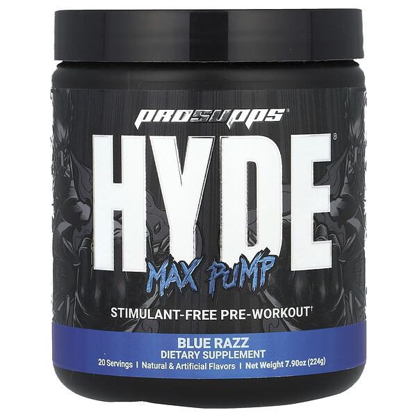 Hyde Max Pump, Blue Razz, 7,9 унции (224 г) ProSupps