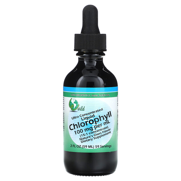 Хлорофилл, сверхконцентрированный раствор - 100 мг - 59 мл - World Organic World Organic