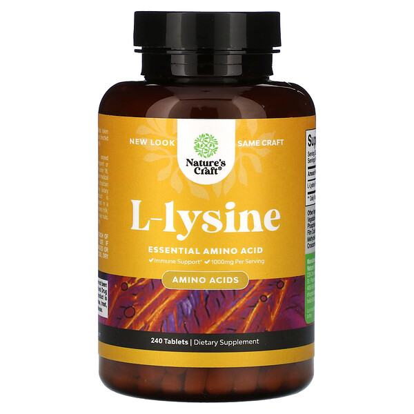 L-лизин, 1000 мг, 240 таблеток (500 мг на таблетку) Nature's Craft