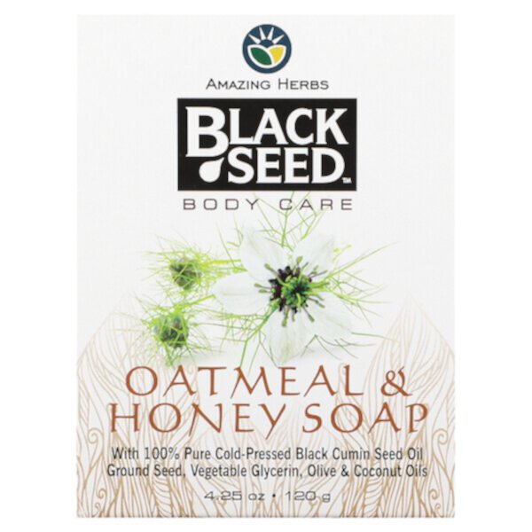 Мыло Black Seed, овсянка и мед, 4,25 унции (120 г) Amazing Herbs