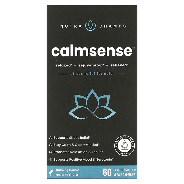 Calmsense, 60 растительных капсул, которые легко глотать NutraChamps