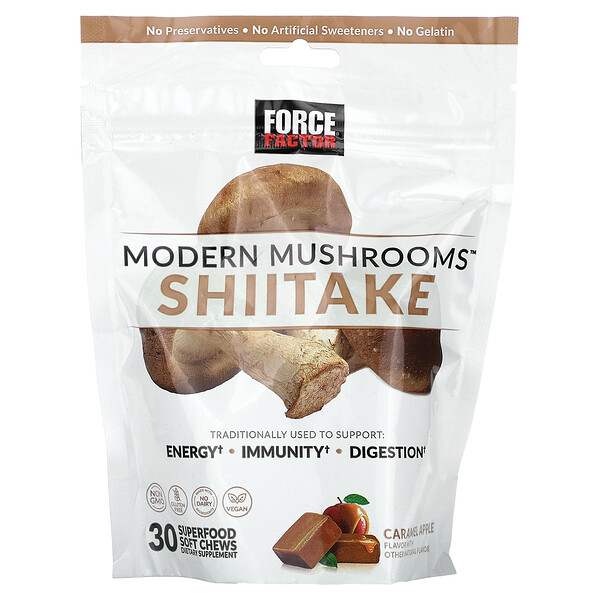 Modern Mushrooms, Shiitake, Caramel Apple, 30 Superfood Soft Chews (Мягкие жевательные конфеты) Force Factor