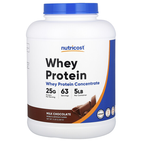 Концентрат сывороточного протеина, молочный шоколад, 5 фунтов (2268 г) Nutricost
