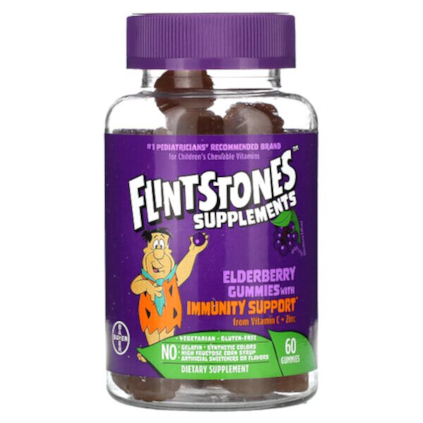 Жевательные конфеты из бузины для поддержки иммунитета, 60 жевательных конфет Flintstones