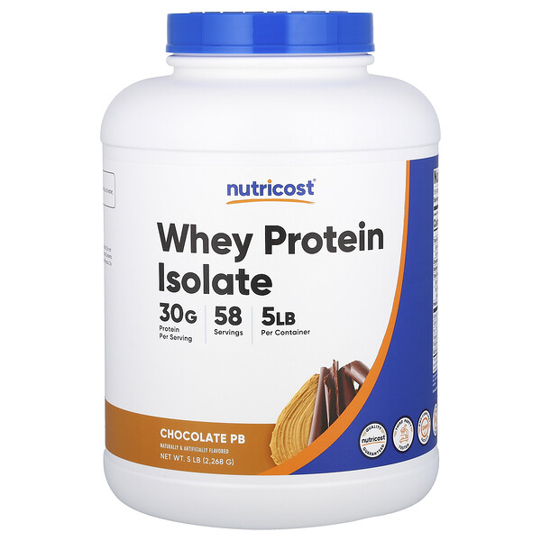 Изолят сывороточного протеина, шоколад PB, 5 фунтов (2268 г) Nutricost