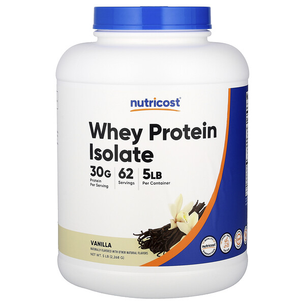 Изолят сывороточного протеина, ваниль, 5 фунтов (2268 г) Nutricost
