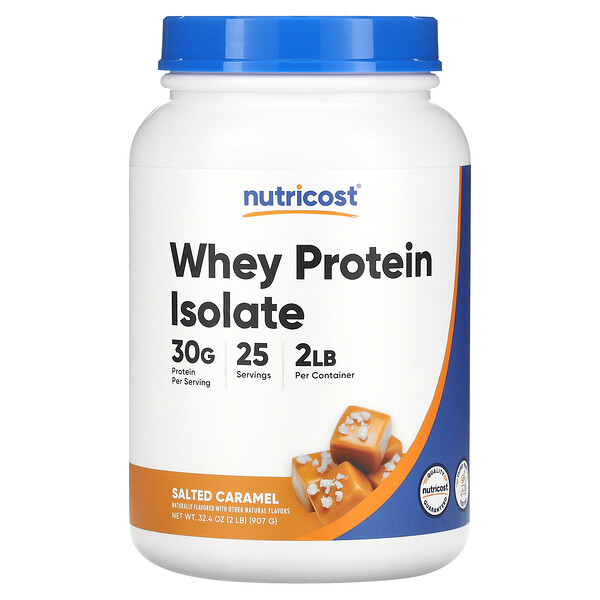 Изолят сывороточного протеина, соленая карамель, 2 фунта (907 г) Nutricost