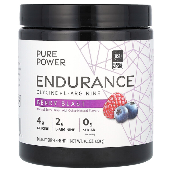 Pure Power, Endurance, глицин + L-аргинин, Berry Blast, 9,1 унции (258 г) Dr. Mercola