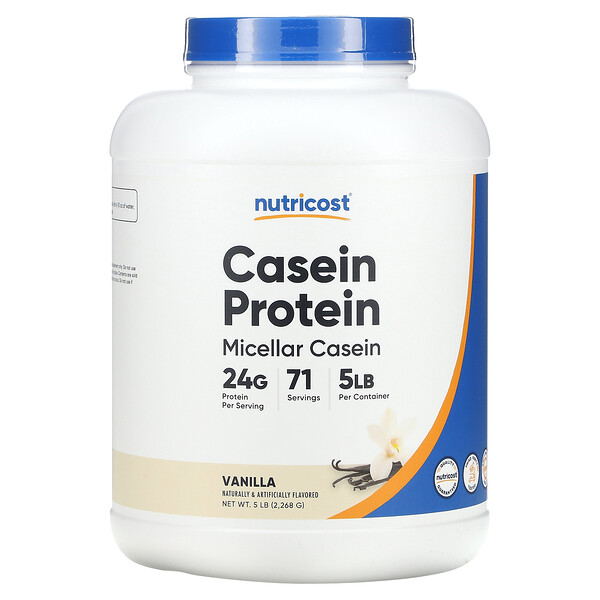Казеиновый протеин, ваниль, 5 фунтов (2268 г) Nutricost