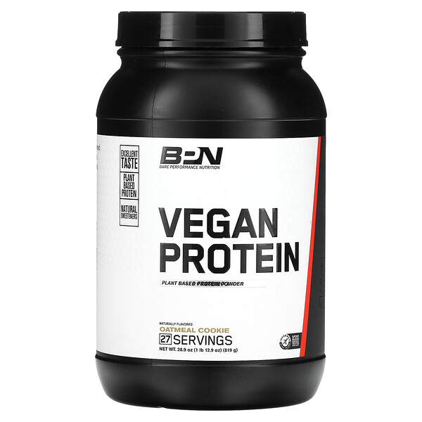 Vegan Protein, овсяное печенье, 1 фунт 12,9 унции (819 г) Bare Performance Nutrition