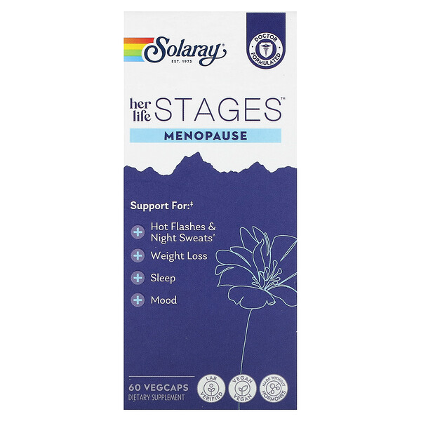 Her Life Stages, Менопауза, 60 растительных капсул Solaray