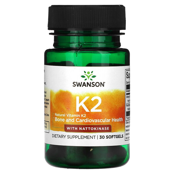 Витамин К2, 30 мягких таблеток Swanson