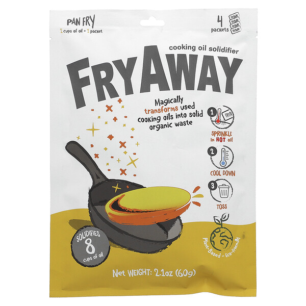 Pan Fry, Отвердитель растительного масла, 4 пакета, 2,1 унции (60 г) FryAway