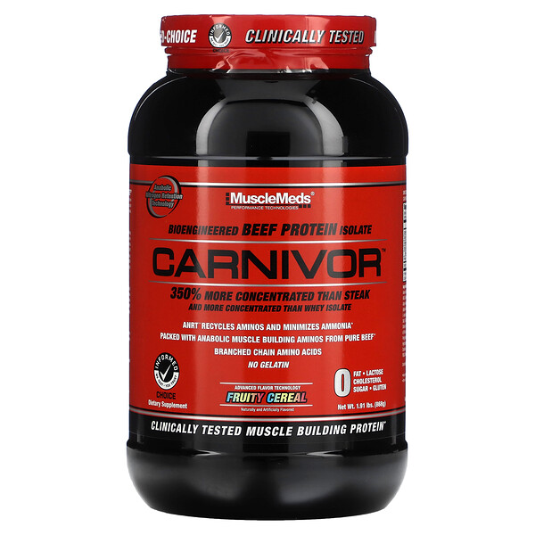 Carnivor, Биоинженерный изолят говяжьего белка, фруктовые хлопья, 868 г (1,91 фунта) MuscleMeds