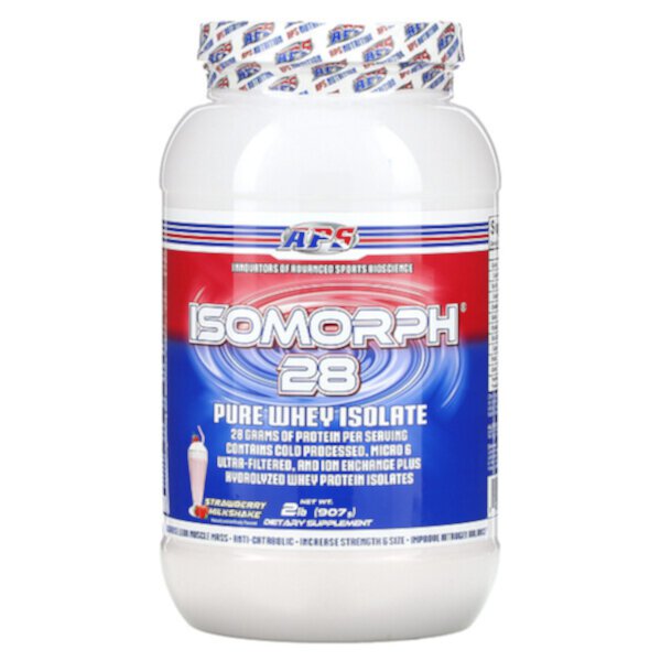 Isomorph 28, Pure Whey Isolate, клубничный молочный коктейль, 2 фунта (907 г) APS