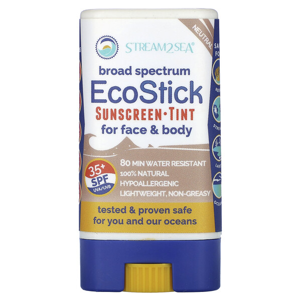 EcoStick Sunscreen Tint, SPF 35+, нейтральный, 0,5 унции (14 г) Stream2Sea