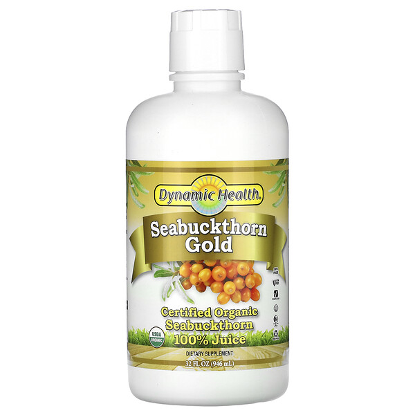 Seabuckthorn Gold, Сертифицированный органический 100% сок облепихи, 32 жидких унции (946 мл) Dynamic Health