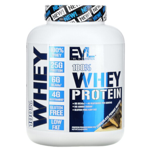 100% сывороточный протеин, шоколадно-арахисовое масло, 5 фунтов (2,268 кг) EVLution Nutrition