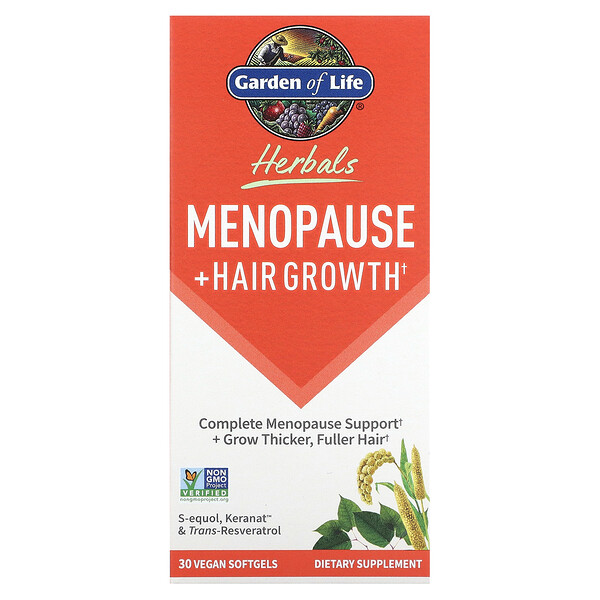 Травы для женщин, Менопауза + Рост волос, Ягоды, 30 веганских мягких капсул - Garden of Life Garden of Life