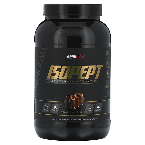 IsoPept, Гидролизованный изолят сывороточного протеина, шоколадный декаданс, 2,24 фунта (1015 г) EHPlabs