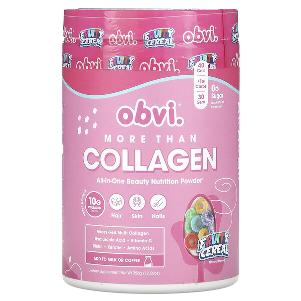 More Than Collagen, Универсальный косметический питательный порошок, фруктовые хлопья, 12,56 унции (356 г) Obvi
