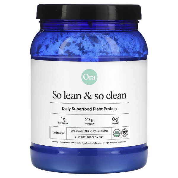 So Lean & So Clean, растительный протеин-суперпродукт для ежедневного использования, без вкуса, 20,1 унции (570 г) ORA